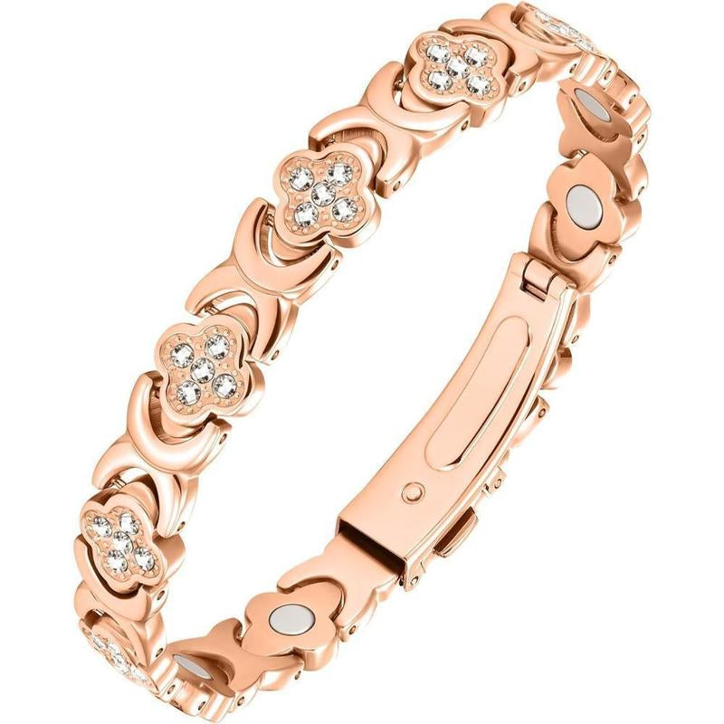 Feraco Pure Copper Bracelets for Women Ultra Strength Magnetic Bracelet with 3800 Gauss Magnets & Sparkling Cubic Zirconia Adjustable Charm Bracelet