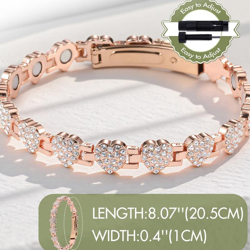 Feraco Pure Copper Bracelets for Women Ultra Strength Magnetic Bracelet with 3800 Gauss Magnets & Sparkling Cubic Zirconia Adjustable Charm Bracelet