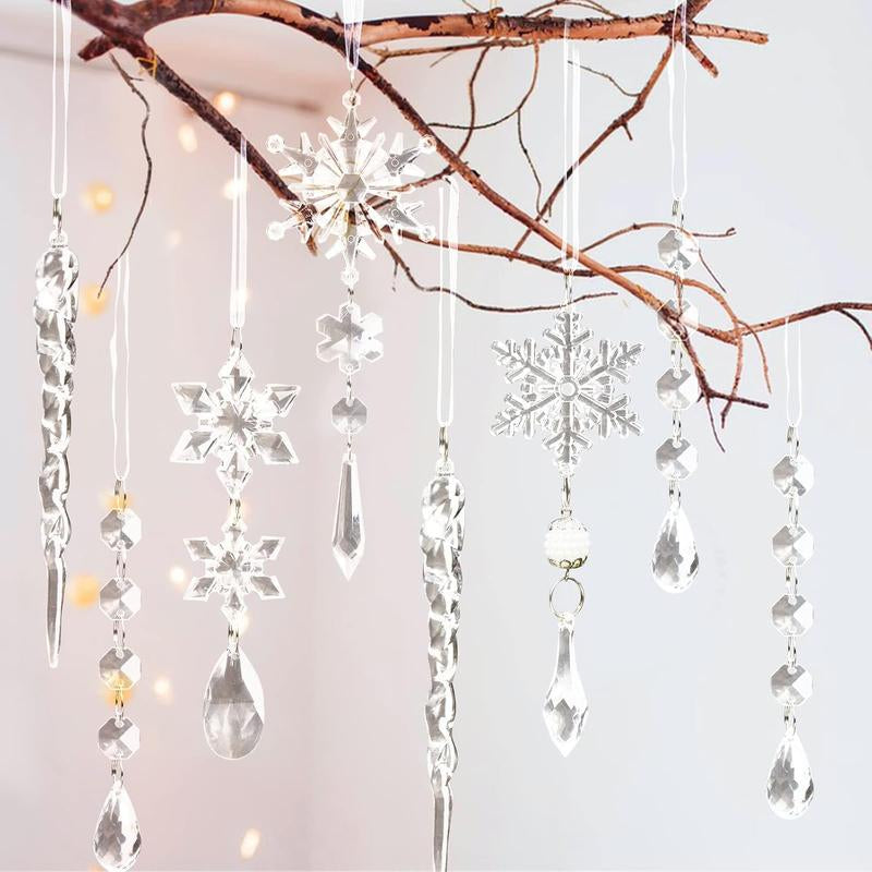 Limited Christmas Sale: 18Pcs Crystal Ornaments for Christmas Tree Winter New Year Party Supplies Set Snowflake