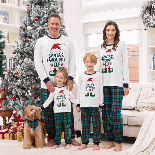 Christmas Pajamas Family Matching Pajamas Christmas Gift Pj Sets for Pet, White/Green, Pet