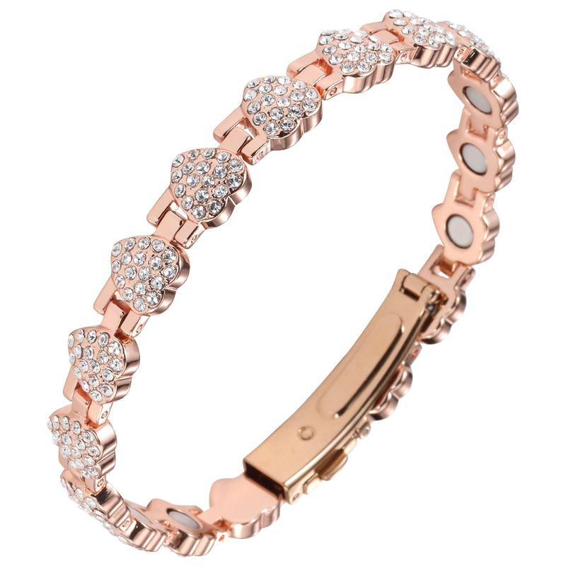 Feraco Pure Copper Bracelets for Women Ultra Strength Magnetic Bracelet with 3800 Gauss Magnets & Sparkling Cubic Zirconia Adjustable Charm Bracelet