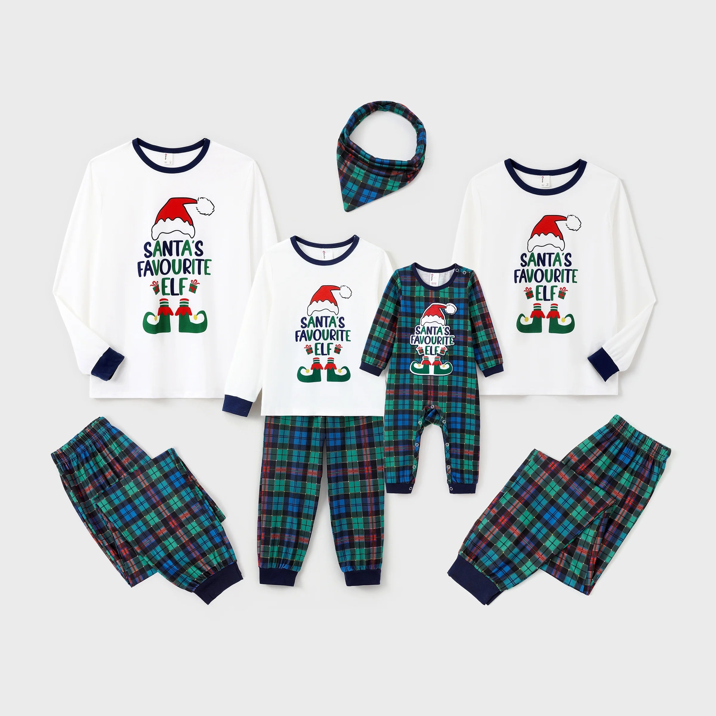 Christmas Pajamas Family Matching Pajamas Christmas Gift Pj Sets for Pet, White/Green, Pet