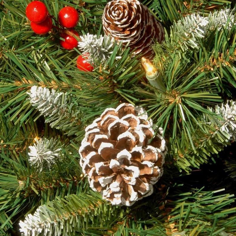 Pre-Lit Artificial Christmas Hanging Basket Outdoor Decoration with Pine Cones & Red Berry Clusters, Battery Powered with Timer Lighted Branches Faux Plants for outside Porch Front Door