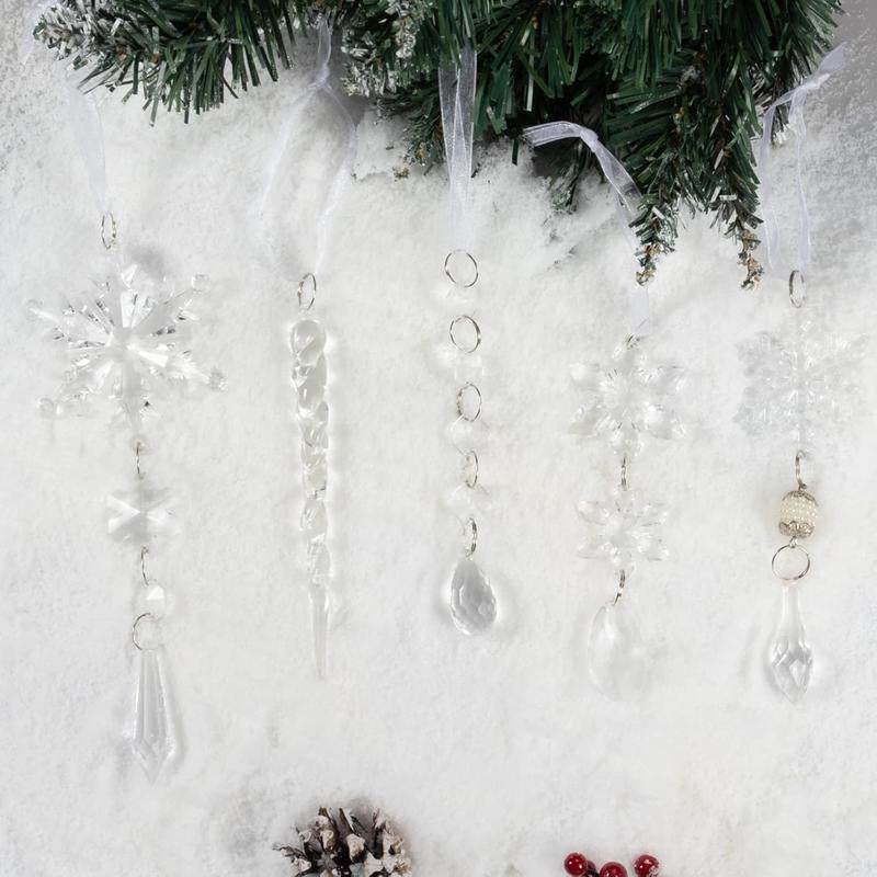 Limited Christmas Sale: 18Pcs Crystal Ornaments for Christmas Tree Winter New Year Party Supplies Set Snowflake